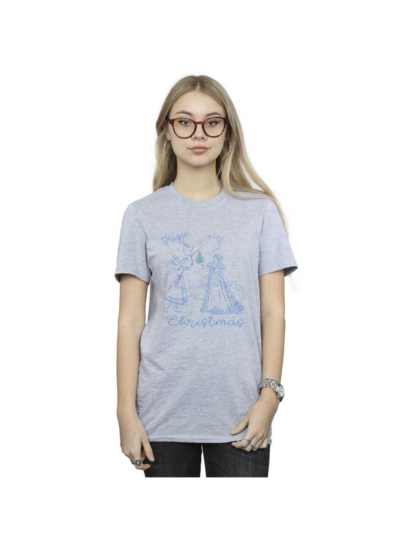Disney - T-shirt FROZEN MAGIC CHRISTMAS Gris chiné - Kiabi