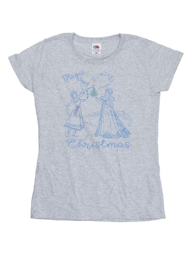 Disney - T-shirt FROZEN MAGIC CHRISTMAS Gris chiné - Kiabi