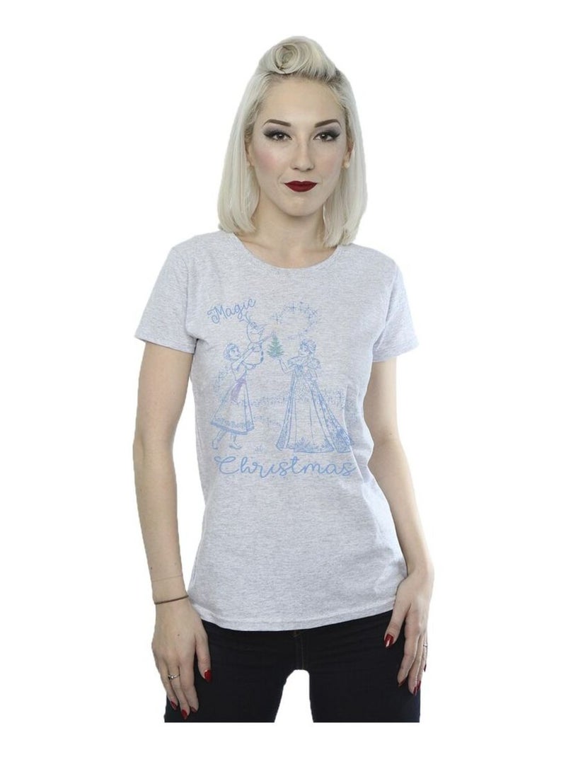 Disney - T-shirt FROZEN MAGIC CHRISTMAS Gris chiné - Kiabi