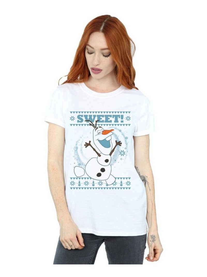 Disney - T-shirt FROZEN SWEET CHRISTMAS Blanc - Kiabi