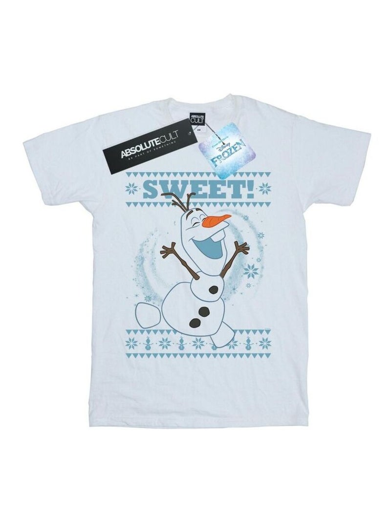 Disney - T-shirt FROZEN SWEET CHRISTMAS Blanc - Kiabi