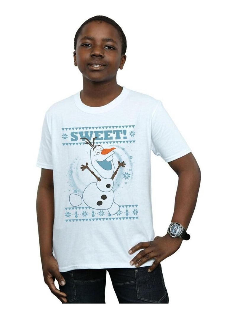 Disney - T-shirt FROZEN SWEET CHRISTMAS Blanc - Kiabi