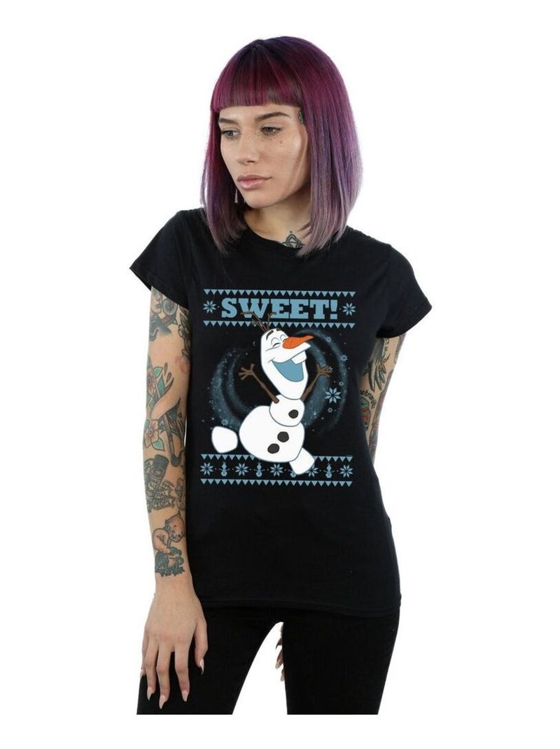 Disney - T-shirt FROZEN SWEET CHRISTMAS Noir - Kiabi