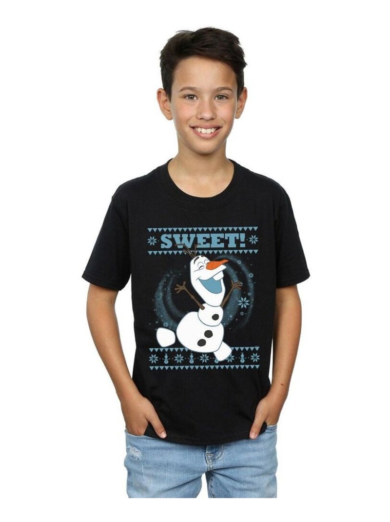 Disney - T-shirt FROZEN SWEET CHRISTMAS Noir - Kiabi