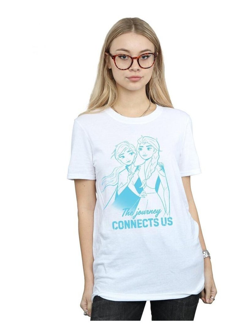 Disney - T-shirt FROZEN THE JOURNEY CONNECTS US Blanc - Kiabi