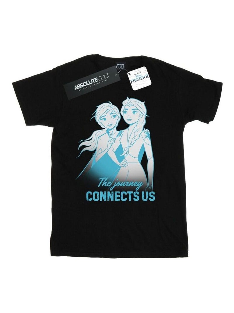 Disney - T-shirt FROZEN THE JOURNEY CONNECTS US Noir - Kiabi