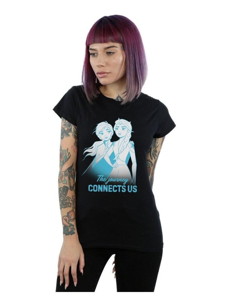 Disney - T-shirt FROZEN THE JOURNEY CONNECTS US Noir - Kiabi