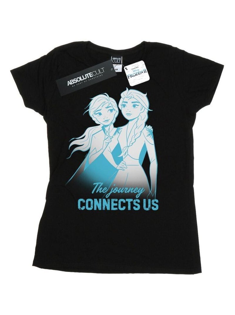 Disney - T-shirt FROZEN THE JOURNEY CONNECTS US Noir - Kiabi