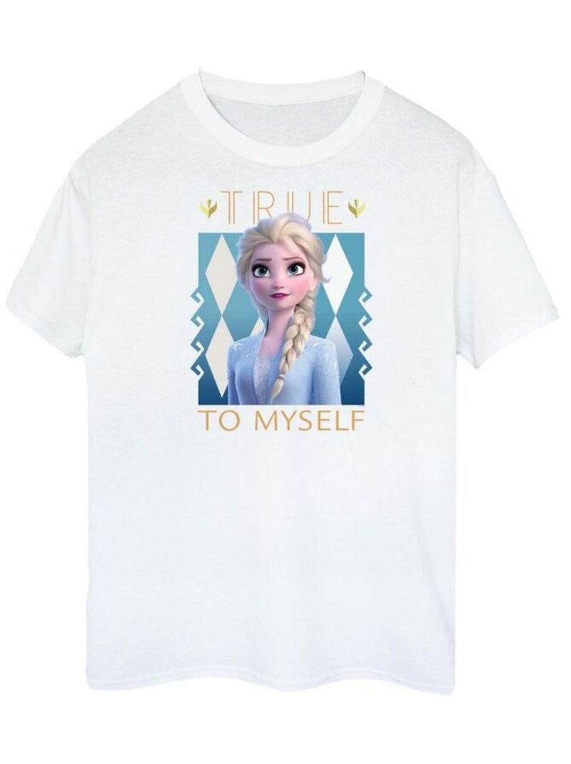 Disney - T-shirt FROZEN TRUE TO MYSELF Blanc - Kiabi