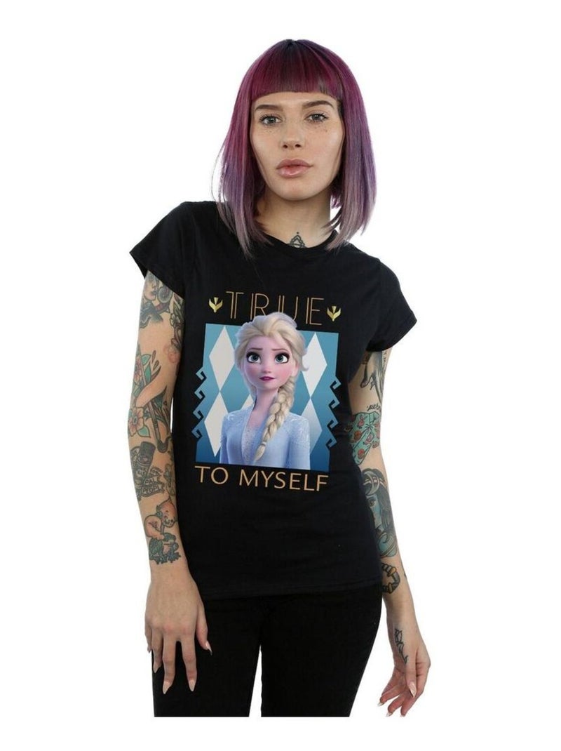 Disney - T-shirt FROZEN TRUE TO MYSELF Noir - Kiabi
