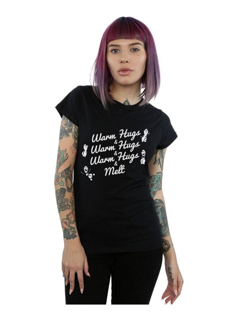 Disney - T-shirt FROZEN WARM HUGS AND MELT Noir - Kiabi