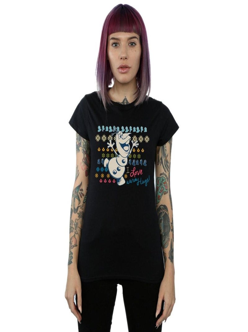 Disney - T-shirt FROZEN WARM HUGS Noir - Kiabi