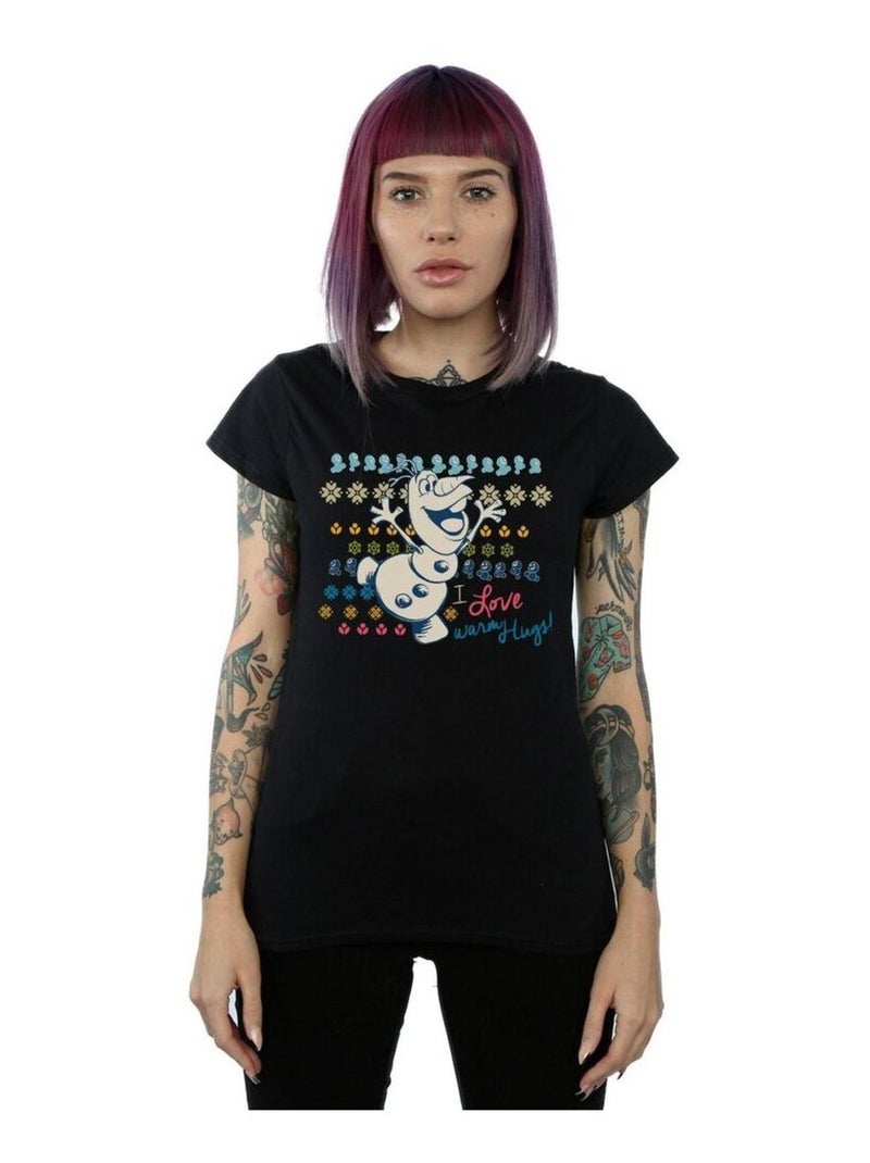Disney - T-shirt FROZEN WARM HUGS Noir - Kiabi