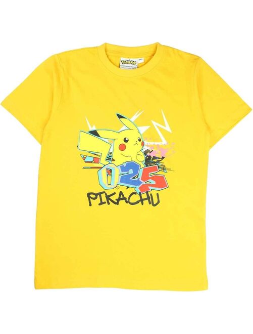 Lot de 4 T-shirts imprimés - Jaune vif/Pokémon - ENFANT
