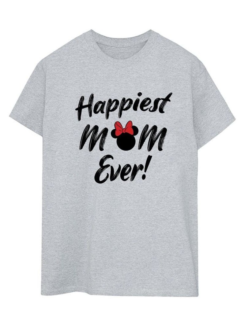 Disney - T-shirt HAPPIEST MOM EVER Gris chiné - Kiabi