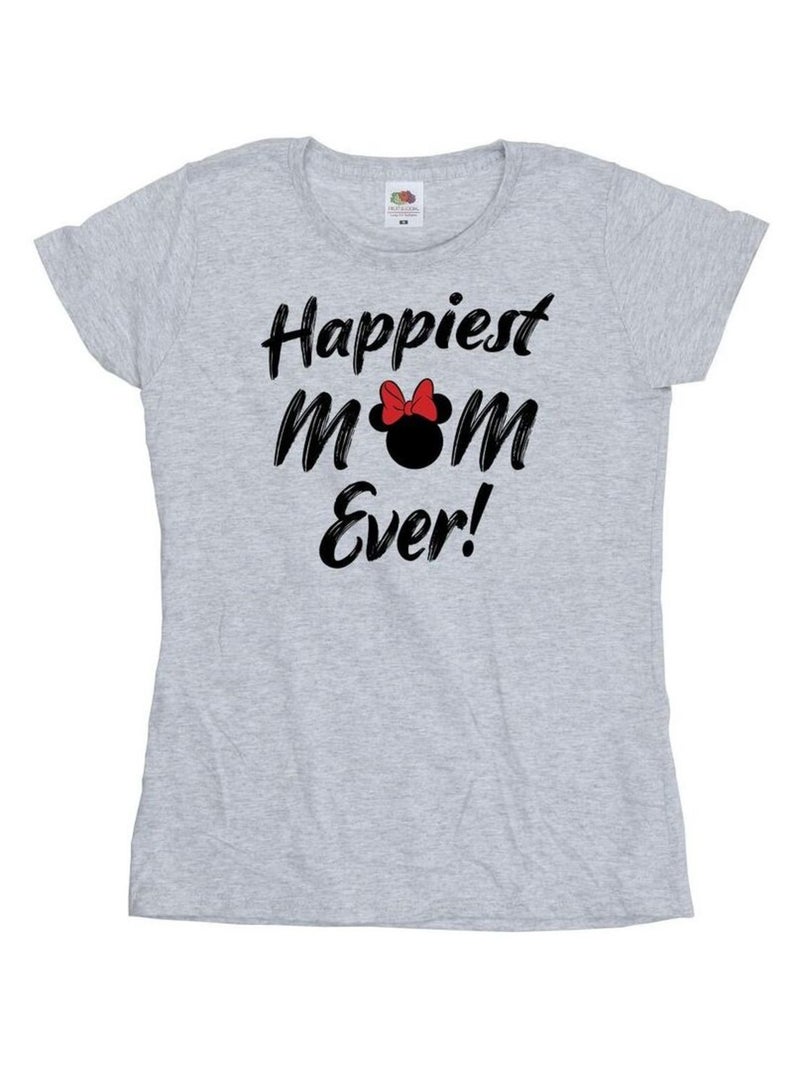 Disney - T-shirt HAPPIEST MOM EVER Gris chiné - Kiabi