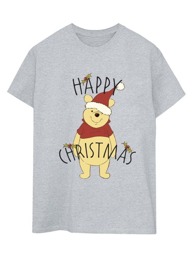 Disney - T-shirt HAPPY HOLLY Gris chiné - Kiabi