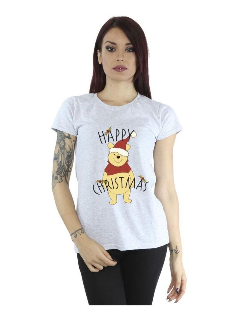 Disney - T-shirt HAPPY HOLLY Gris chiné - Kiabi