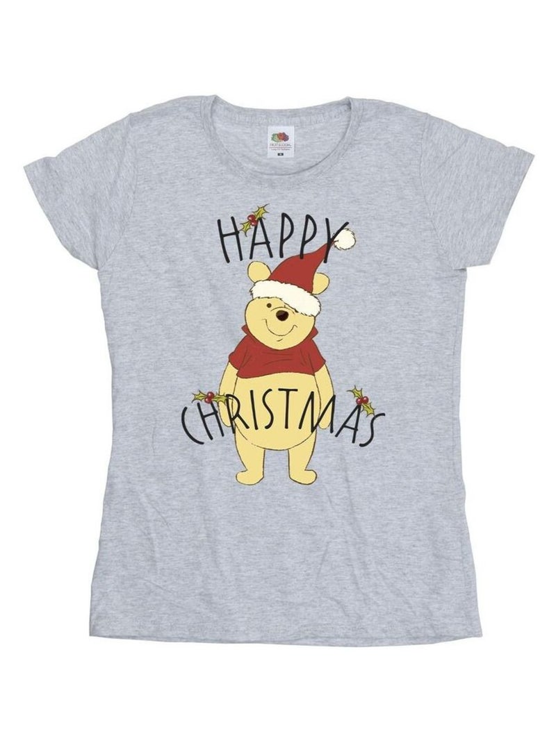 Disney - T-shirt HAPPY HOLLY Gris chiné - Kiabi