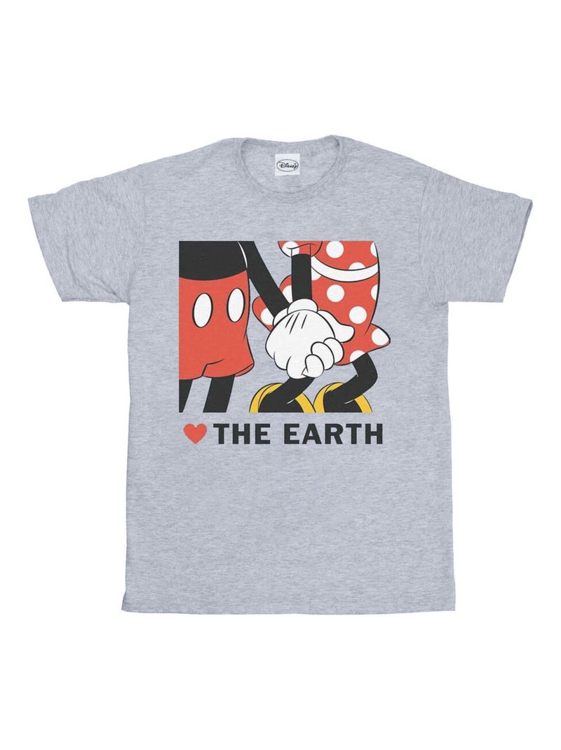 Disney - T-shirt HEART THE EARTH Gris chiné - Kiabi