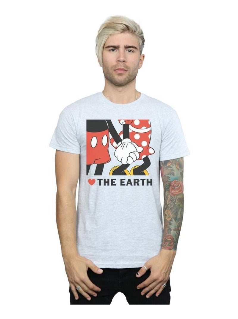 Disney - T-shirt HEART THE EARTH Gris chiné - Kiabi