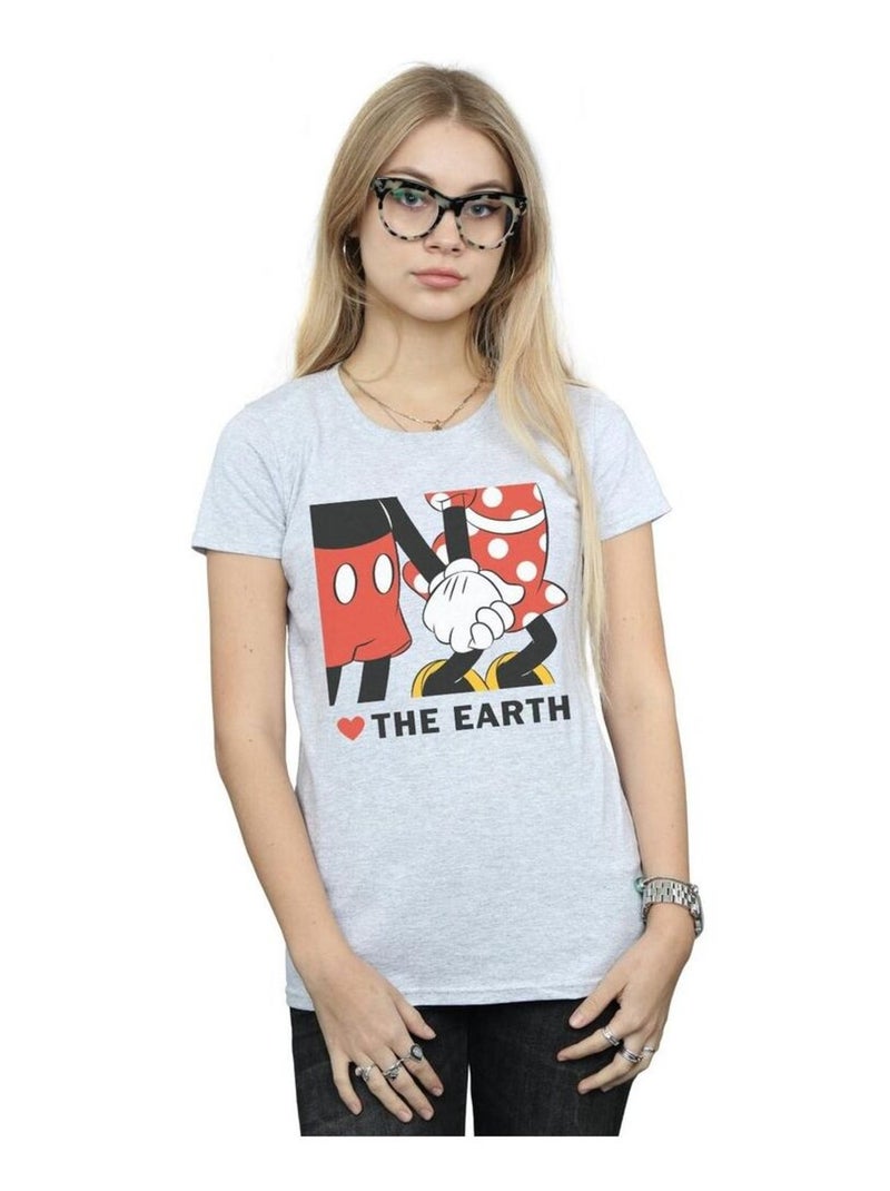Disney - T-shirt HEART THE EARTH Gris chiné - Kiabi