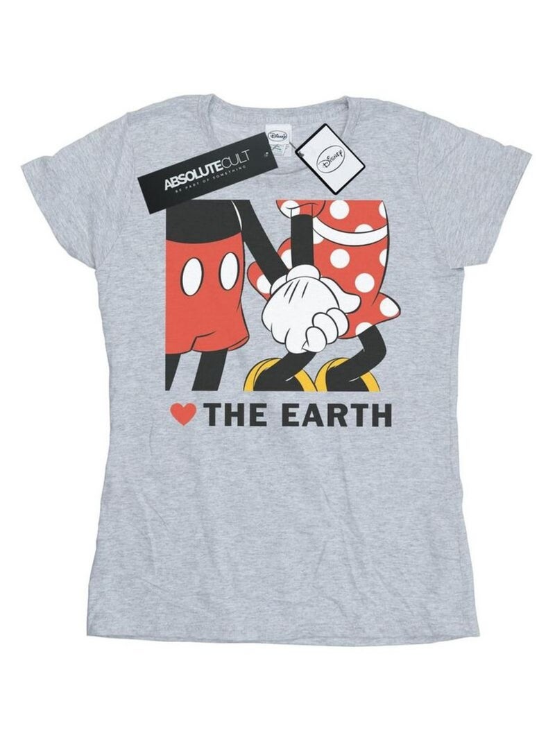 Disney - T-shirt HEART THE EARTH Gris chiné - Kiabi