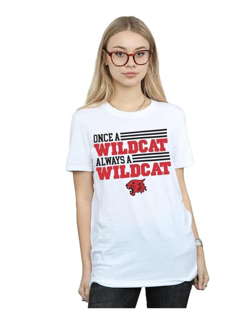 Disney - T-shirt High School Musical: Premiers pas sur scène THE MUSICAL ONCE A WILDCAT Blanc - Kiabi