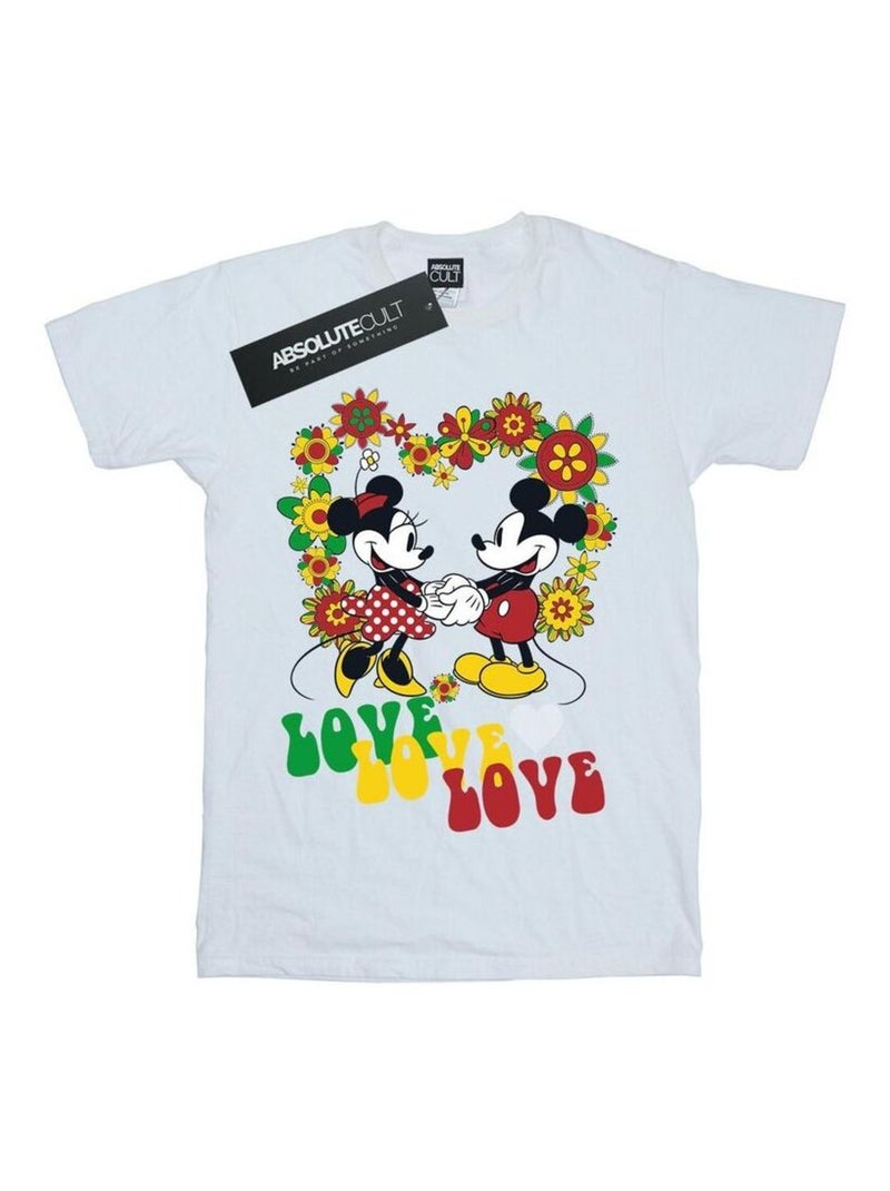 Disney - T-shirt HIPPIE LOVE Blanc - Kiabi