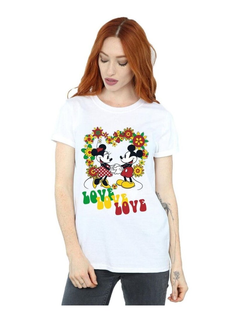 Disney - T-shirt HIPPIE LOVE Blanc - Kiabi