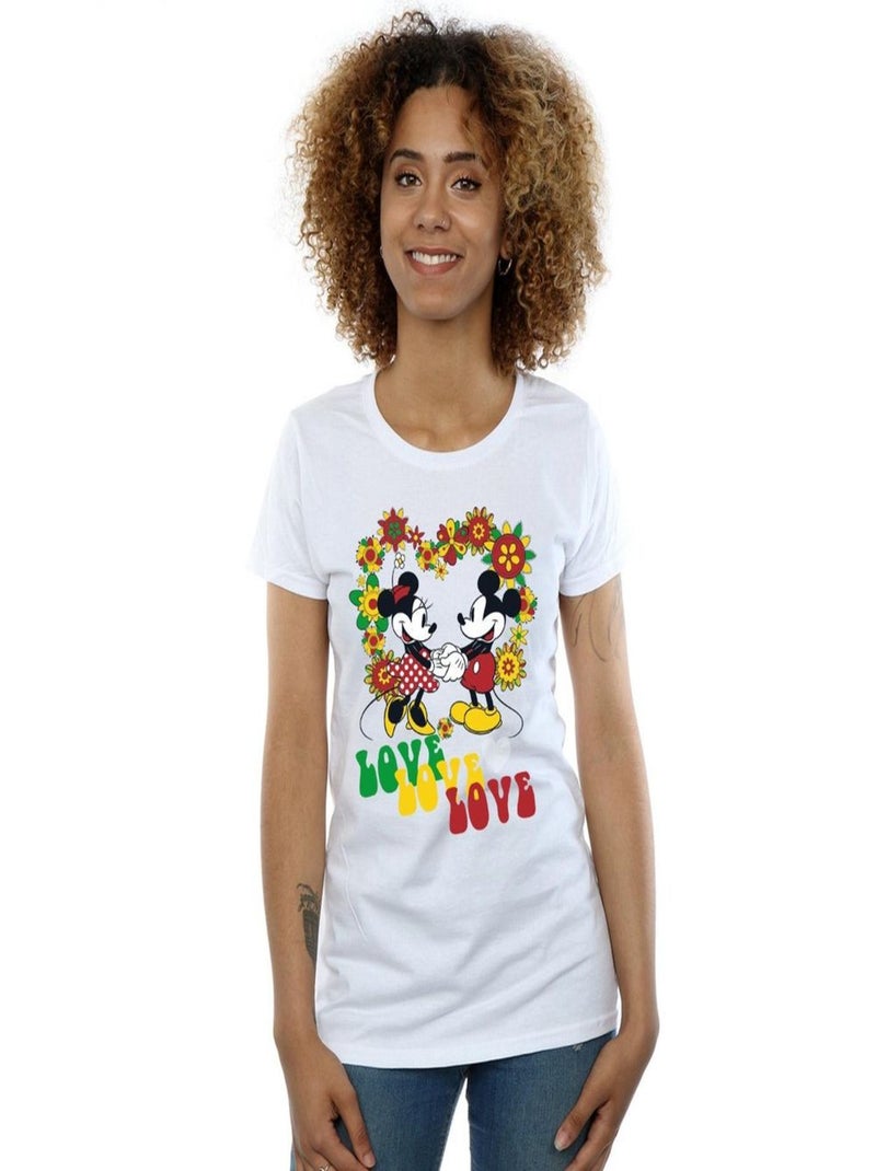 Disney - T-shirt HIPPIE LOVE Blanc - Kiabi