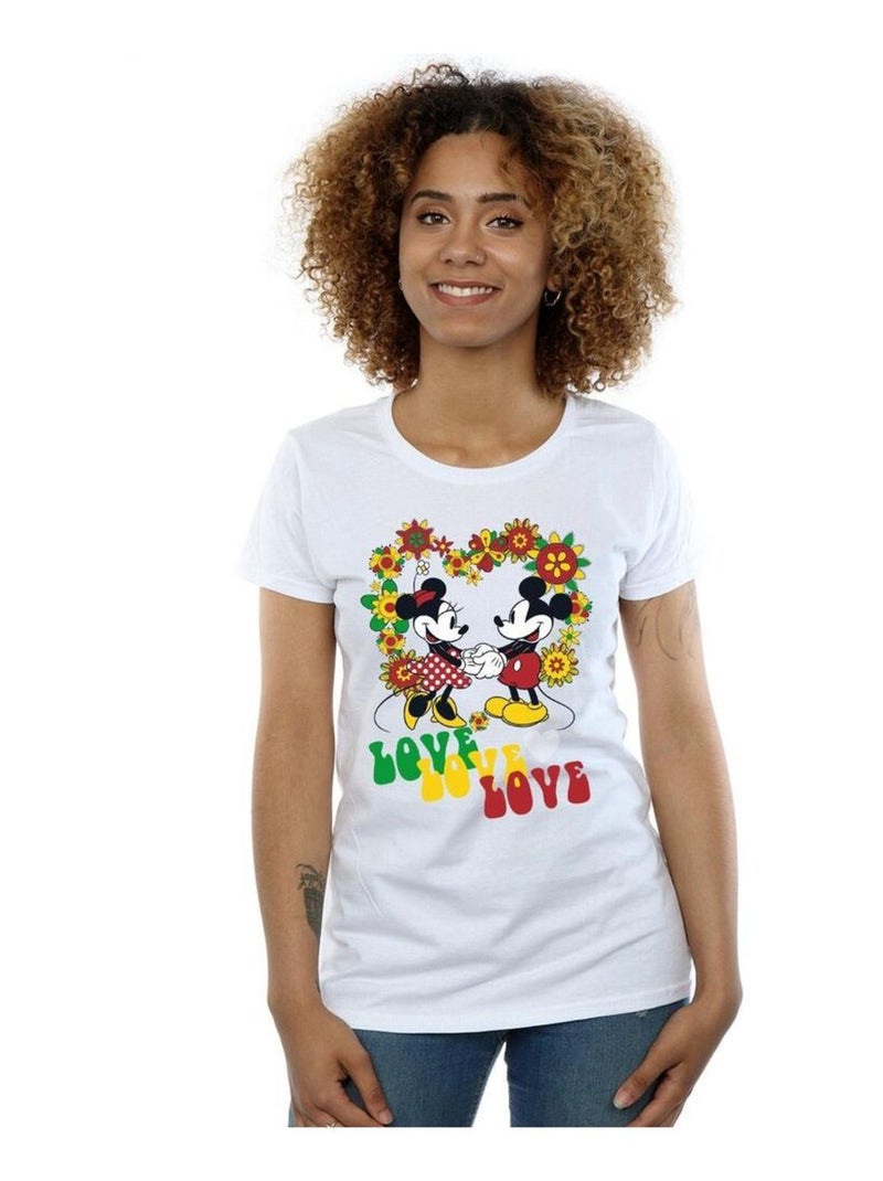 Disney - T-shirt HIPPIE LOVE Blanc - Kiabi