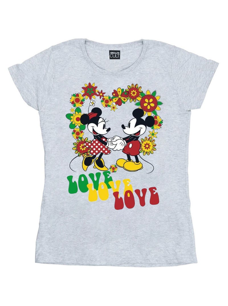 Disney - T-shirt HIPPIE LOVE Gris chiné - Kiabi