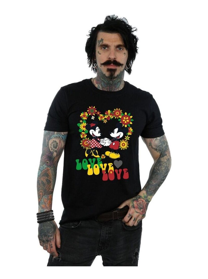 Disney - T-shirt HIPPIE LOVE Noir - Kiabi
