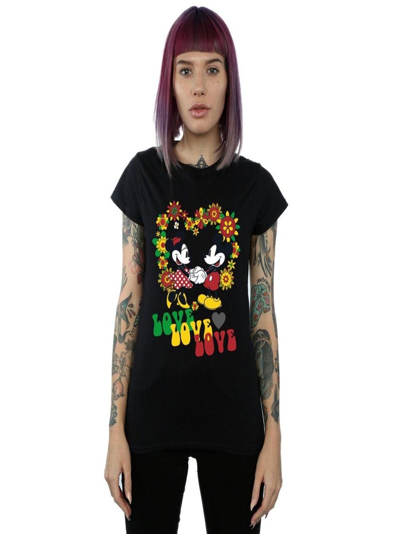 Disney - T-shirt HIPPIE LOVE Noir - Kiabi