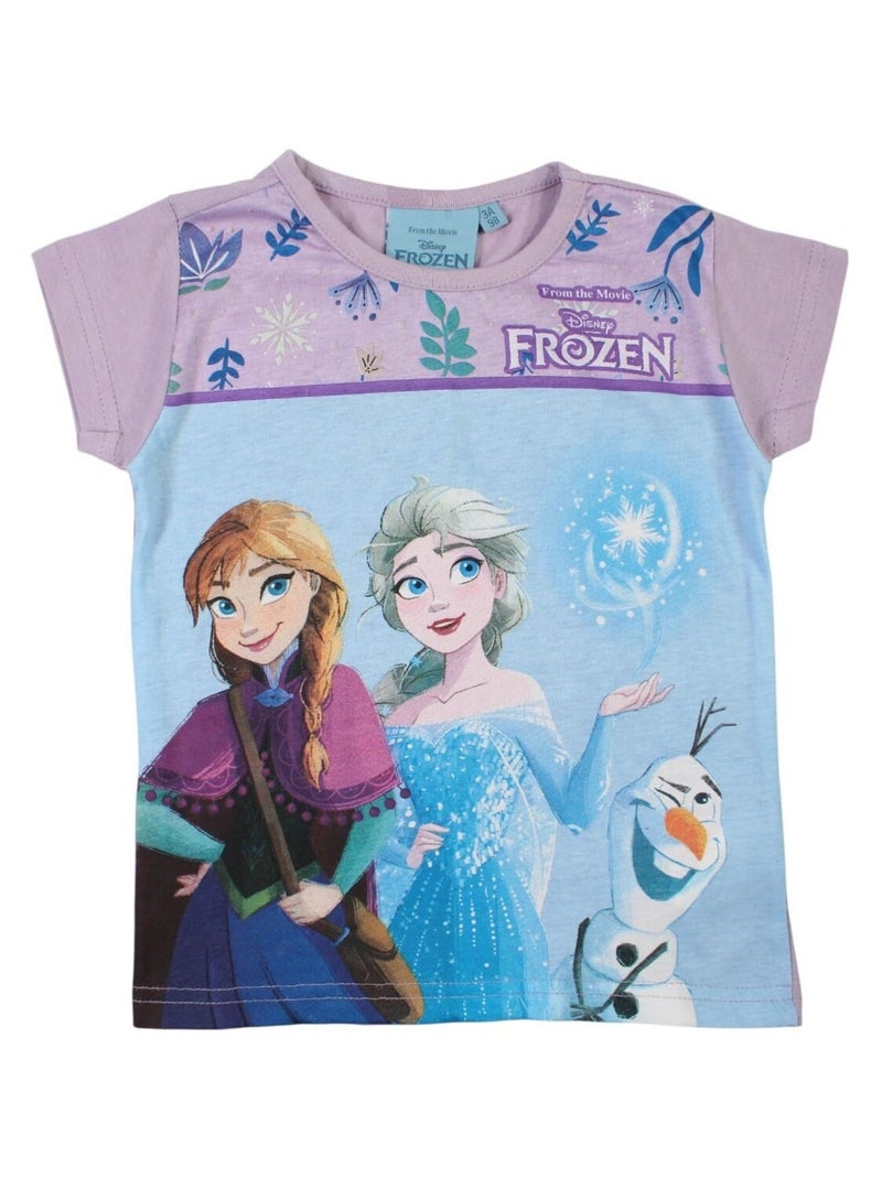 Disney - T-shirt imprimé La Reine Des Neiges en coton Mauve - Kiabi