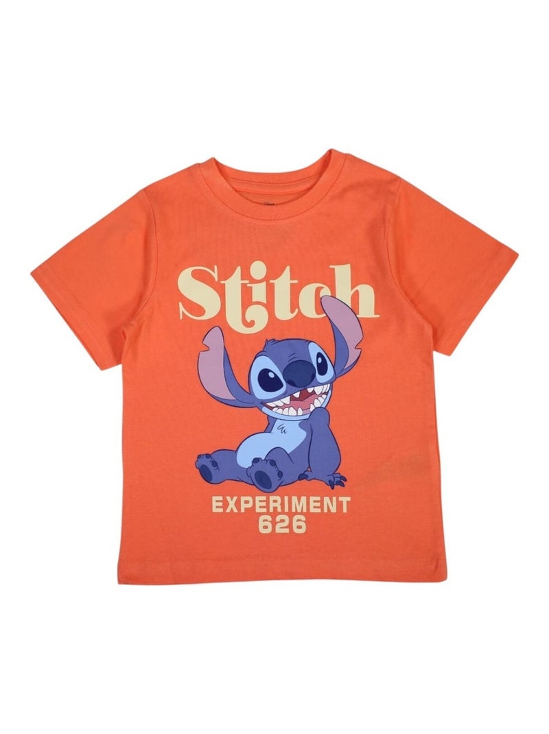 Disney - T-shirt imprimé Lilo Et Stitch en coton Orange - Kiabi