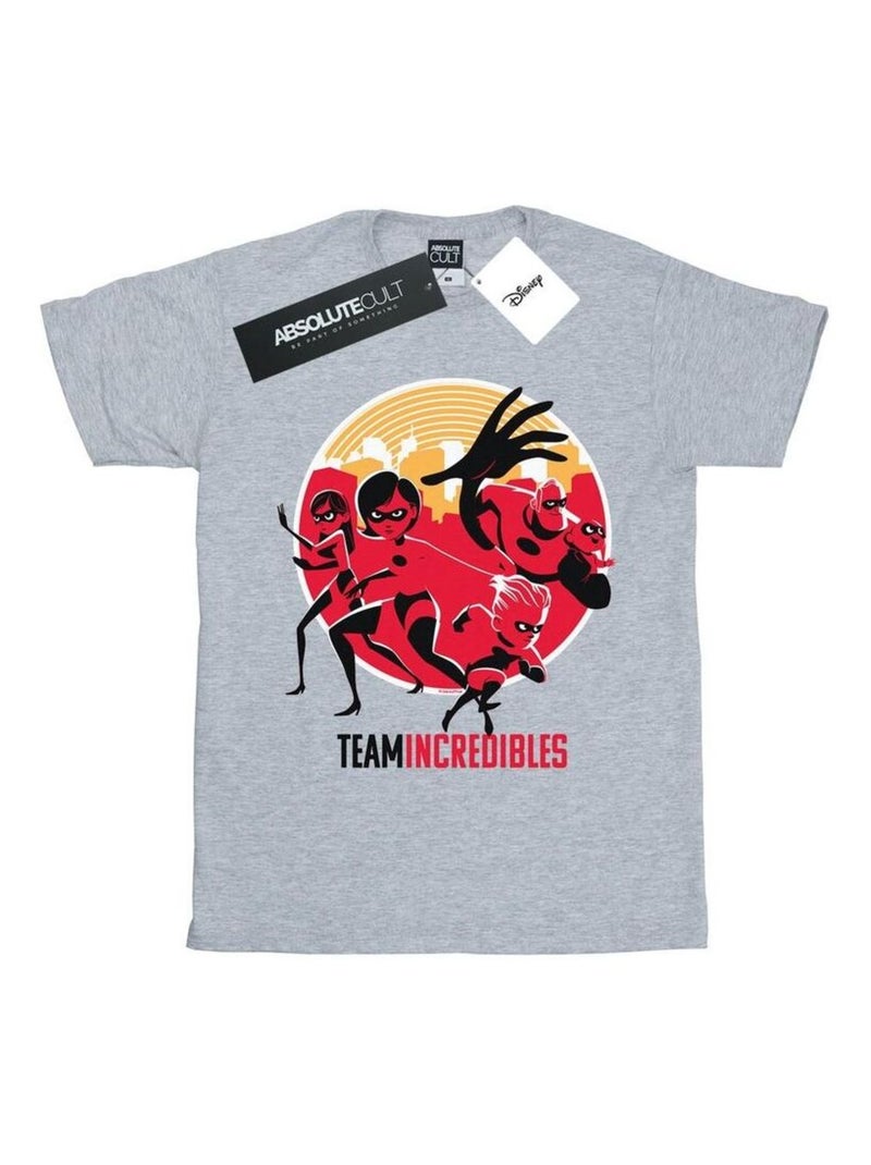 Disney - T-shirt INCREDIBLES TEAM INCREDIBLES Gris chiné - Kiabi