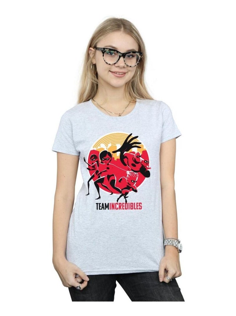 Disney - T-shirt INCREDIBLES TEAM INCREDIBLES Gris chiné - Kiabi