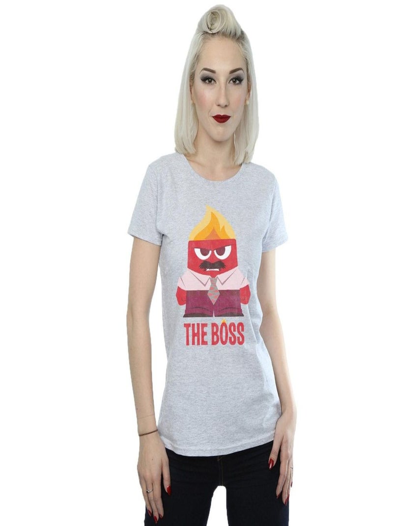 Disney - T-shirt INSIDE OUT ANGER THE BOSS Gris chiné - Kiabi