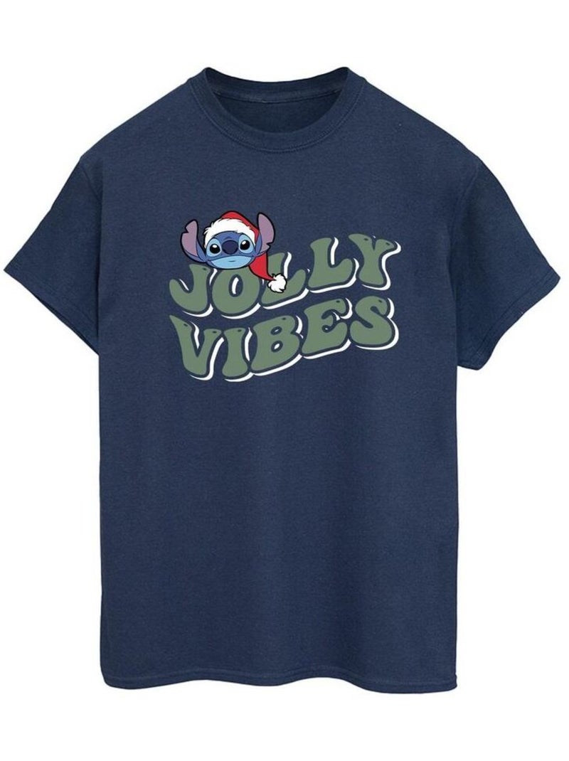 Disney - T-shirt JOLLY CHILLING VIBES Bleu marine - Kiabi