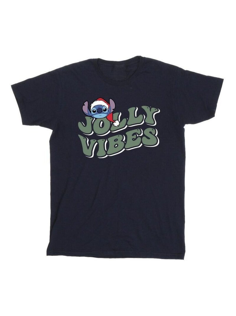 Disney - T-shirt JOLLY CHILLING VIBES Bleu marine - Kiabi