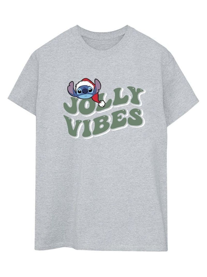 Disney - T-shirt JOLLY CHILLING VIBES Gris chiné - Kiabi