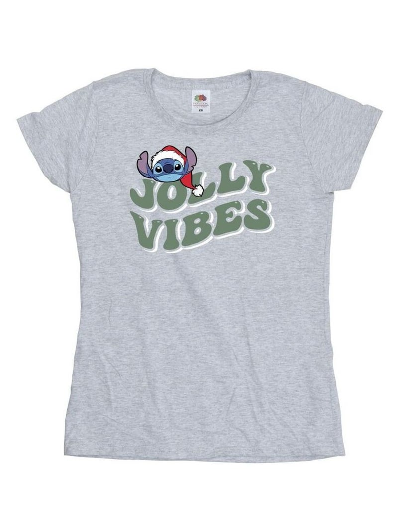 Disney - T-shirt JOLLY CHILLING VIBES Gris chiné - Kiabi