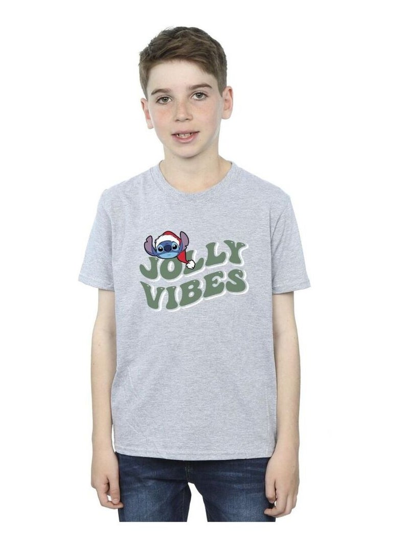 Disney - T-shirt JOLLY CHILLING VIBES Gris chiné - Kiabi