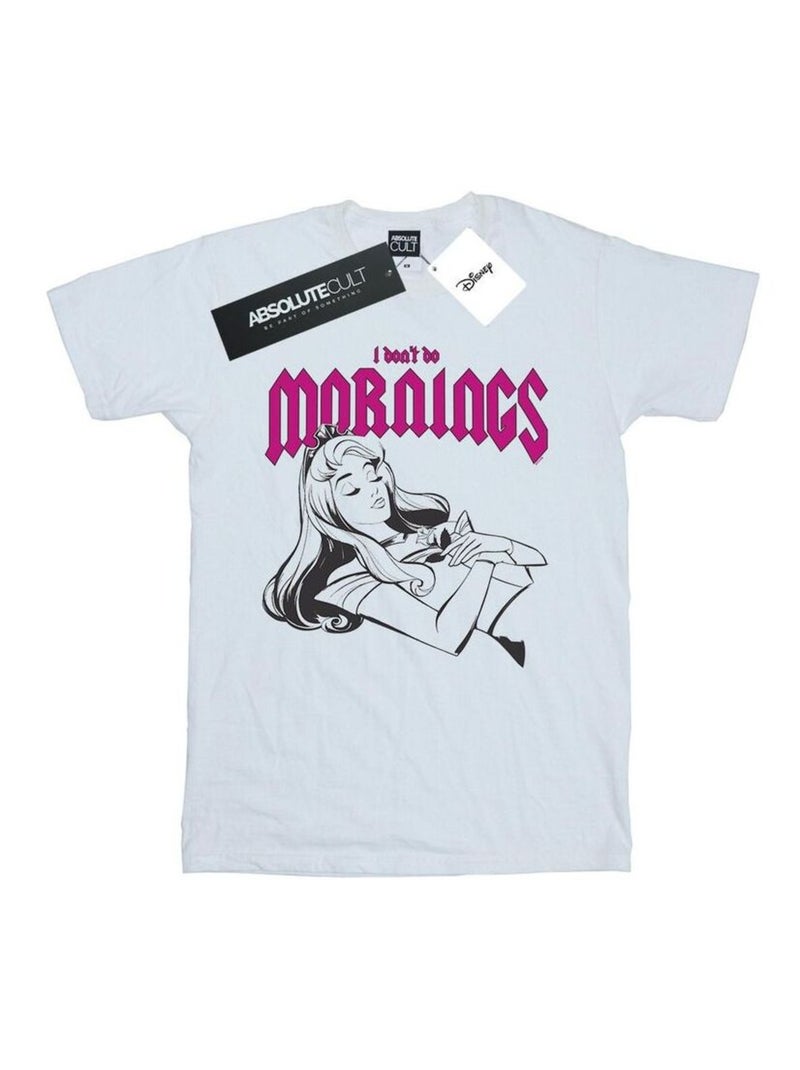 Disney - T-shirt La Belle au Bois Dormant DON'T DO MORNINGS Blanc - Kiabi