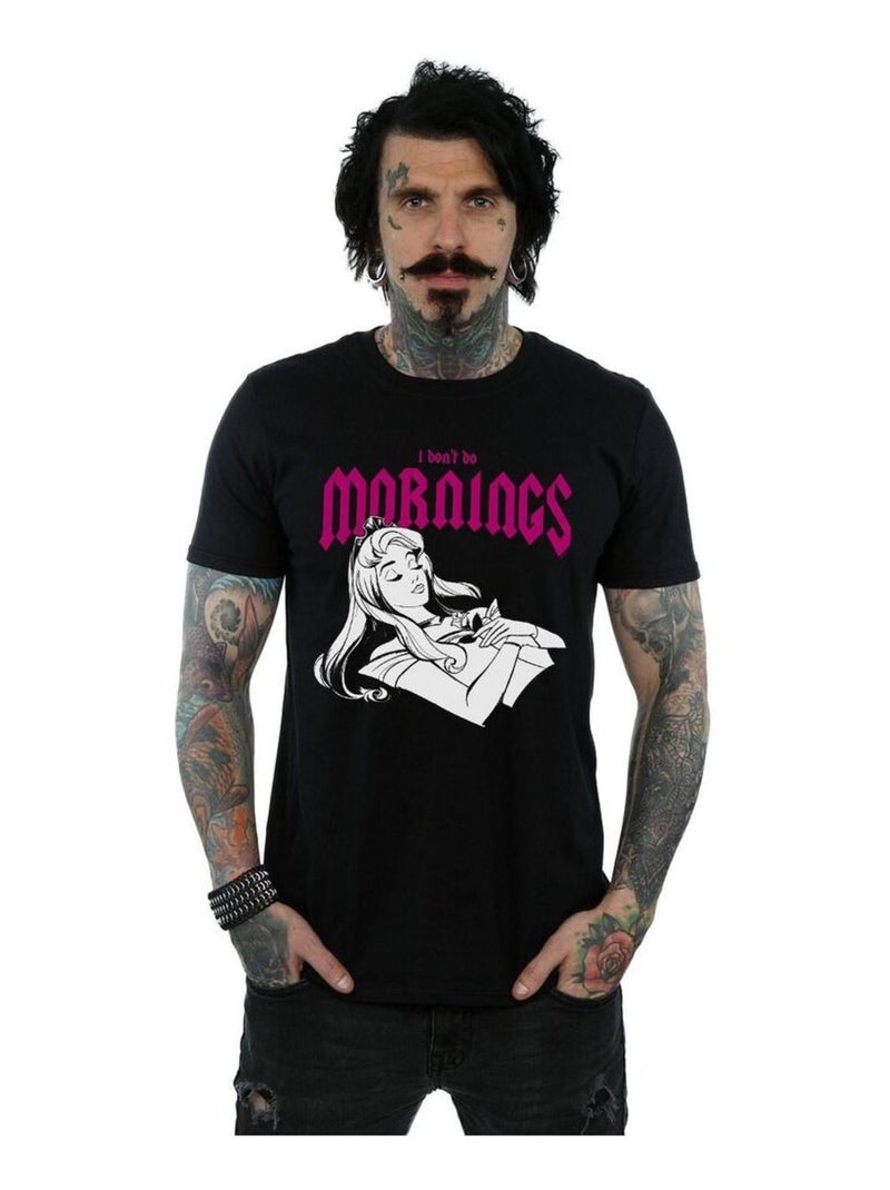 Disney - T-shirt La Belle au Bois Dormant DON'T DO MORNINGS Noir - Kiabi