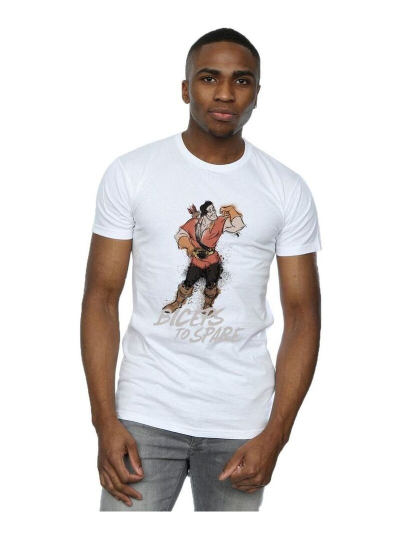 Disney - T-shirt La Belle et la Bête BICEPS TO SPARE Blanc - Kiabi