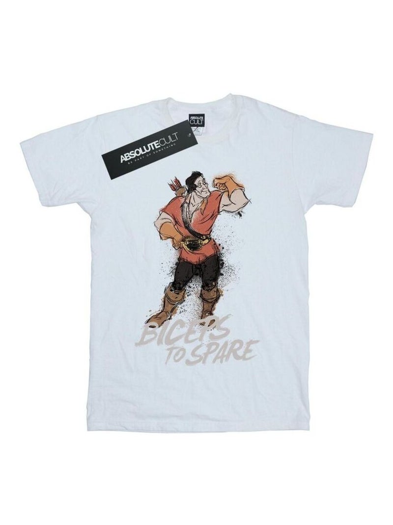 Disney - T-shirt La Belle et la Bête BICEPS TO SPARE Blanc - Kiabi