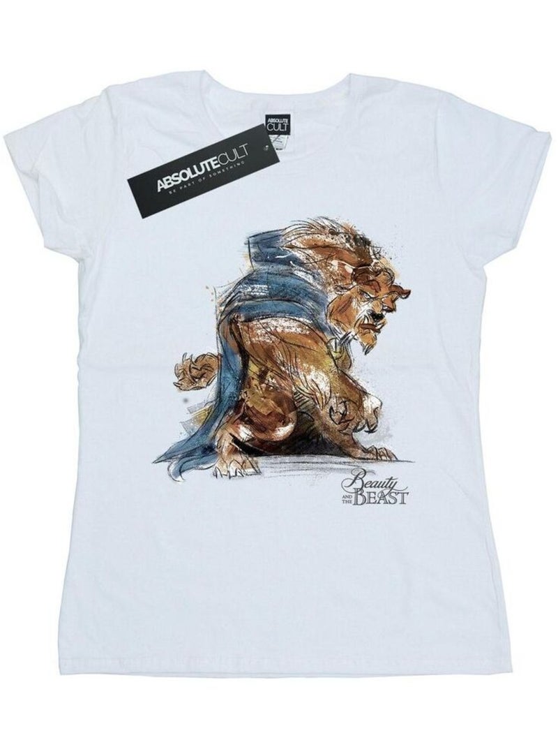Disney - T-shirt La Belle et la Bête Blanc - Kiabi